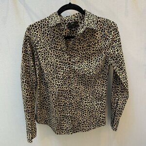 Vintage Cheetah Print Slim JCrew Blouse. Size 4
